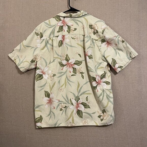 Pusser's West Indies Shirt Men's Medium Yellow Hawiian Silk Short Sleeves - Picture 8 of 11